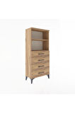 Arges Dolap 2 Raflı 4 Çekmeceli 60x30x134 Çam-Çam