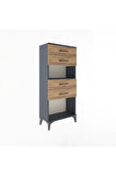 Arges Dolap Tek Raflı 4 Çekmeceli 60x30x134 Antrasit-Çam