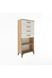 Arges Dolap Tek Raflı 4 Çekmeceli 60x30x134 Çam-Aytaşı
