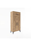 Arges Dolap 2 Raflı Tek Çekmeceli 2 Kapaklı 60x30x134 Çam-Çam