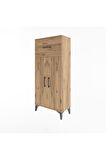 Arges Dolap 2 Raflı Tek Çekmeceli 2 Kapaklı 60x30x134 Çam-Çam