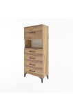Arges Dolap Tek Raflı 5 Çekmeceli 60x30x134 Çam-Çam
