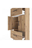 Arges Dolap 2 Raflı 2 Çekmeceli 2 Kapaklı 60x30x134 Çam-Çam