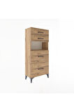 Arges Dolap Tek Raflı 4 Çekmeceli 60x30x134 Çam-Çam
