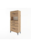 Arges Dolap Tek Raflı 4 Çekmeceli 60x30x134 Çam-Çam