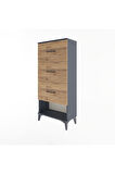 Arges Dolap 3 Çekmeceli 60x30x134 Antrasit-Çam