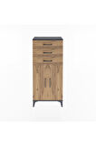 Arges Dolap 2 Raflı 3 Çekmeceli 2 Kapaklı 60x30x134 Antrasit-Çam