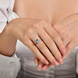 0.14 Karat Mavi Topaz Taşlı Pırlanta Yüzük