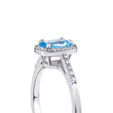 0.14 Karat Mavi Topaz Taşlı Pırlanta Yüzük