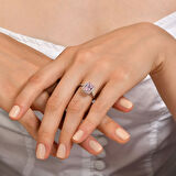 Pembe Violet Taşlı Pırlanta Yüzük