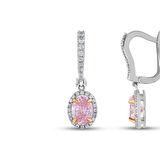 Pembe Topaz Taşlı Pırlanta Küpe