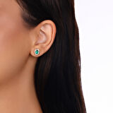 0.20 Karat Zümrüt Taşlı Pırlanta Küpe