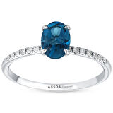 0.07 Karat London Blue Topaz Taşlı Pırlanta Yüzük