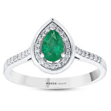 0.18 Karat Zümrüt Taşlı Pırlanta Yüzük