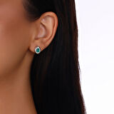 Pırlanta Zümrüt Taşlı Küpe