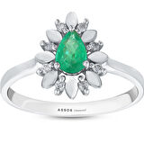 0.06 Karat Zümrüt Taşlı Pırlanta Yüzük