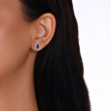 0.14 Karat Safir Taşlı Pırlanta Küpe