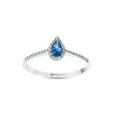 0.08 Karat London Blue Topaz Taşlı Pırlanta Yüzük