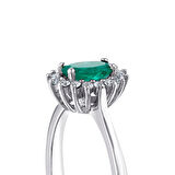 0.09 Karat Zümrüt Taşlı Pırlanta Yüzük