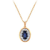 0.10 Karat Safir Taşlı Pırlanta Kolye