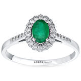 0.20 Karat Zümrüt Taşlı Pırlanta Fantezi Yüzük