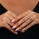 0.18 Karat Pırlanta Safir Taşlı Yüzük