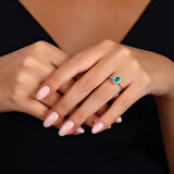 0.22 Karat Zümrüt Taşlı Pırlanta Yüzük