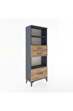 Arges Dolap 3 Raflı 3 Çekmeceli 60x30x163 Antrasit-Çam