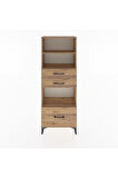 Arges Dolap 3 Raflı 3 Çekmeceli 60x30x163 Çam-Çam