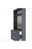 Arges Dolap 3 Raflı 2 Çekmeceli 60x30x163 Antrasit-Antrasit