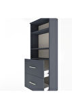 Arges Dolap 3 Raflı 2 Çekmeceli 60x30x163 Antrasit-Antrasit