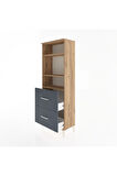 Arges Dolap 3 Raflı 2 Çekmeceli 60x30x163 Çam-Antrasit