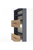 Arges Dolap 3 Raflı 2 Çekmeceli 60x30x163 Antrasit-Çam