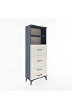 Arges Dolap 2 Raflı 4 Çekmeceli 60x30x163 Antrasit-Aytaşı