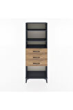 Arges Dolap 3 Raflı 3 Çekmeceli 60x30x163 Antrasit-Çam