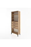 Arges Dolap 3 Raflı 3 Çekmeceli 60x30x163 Çam-Çam