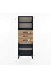 Arges Dolap 3 Raflı 3 Çekmeceli 60x30x163 Antrasit-Çam
