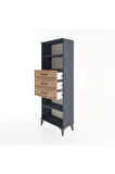 Arges Dolap 3 Raflı 3 Çekmeceli 60x30x163 Antrasit-Çam