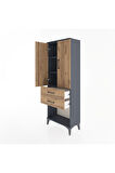 Arges Dolap 3 Raflı 2 Çekmeceli 2 Kapaklı 60x30x163 Antrasit-Çam