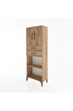 Arges Dolap 3 Raflı 2 Çekmeceli 2 Kapaklı 60x30x163 Çam-Çam