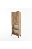 Arges Dolap 3 Raflı Tek Çekmeceli 2 Kapaklı 60x30x163 Çam-Çam