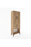 Arges Dolap Tek Raflı 2 Çekmeceli Tek Askılı 60x30x163 Çam-Çam