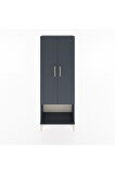 Arges Dolap Tek Raflı 2 Kapaklı Tek Askılı 60x30x163 Antrasit-Antrasit