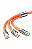 S219T Metal 3 in 1 Type-C - Micro - Lightning 120W 6A Şarj Kablosu Süper Hızlı