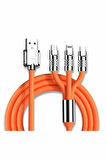 S219T Metal 3 in 1 Type-C - Micro - Lightning 120W 6A Şarj Kablosu Süper Hızlı
