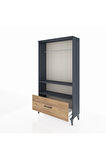 Arges Dolap 2 Raflı Tek Çekmeceli Tek Askılı 88x30x163 Antrasit-Çam