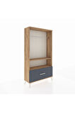 Arges Dolap 2 Raflı Tek Çekmeceli Tek Askılı 88x30x163 Çam-Antrasit