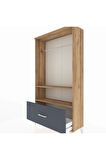 Arges Dolap 2 Raflı Tek Çekmeceli Tek Askılı 88x30x163 Çam-Antrasit