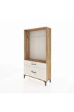 Arges Dolap Tek Raflı 2 Çekmeceli Tek Askılı 88x30x163 Çam-Aytaşı