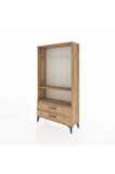 Arges Dolap 2 Raflı 2 Çekmeceli Tek Askılı 88x30x163 Çam-Çam